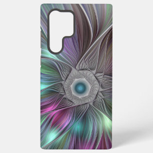 Coque Samsung Galaxy Grande Fleur colorée Abstraite Trippy Fractal Art