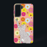 Coque Samsung Galaxy Gray Cat Reaching for Flowers Samsung Galaxy Case<br><div class="desc">Bring playful charm and color to your phone with the Gray Cat Reaching for Flowers Samsung Galaxy Case. Featuring a sweet gray cat stretching toward vibrant, colorful blooms on a soft light orange background, this design perfectly blends feline curiosity with cheerful floral elegance. Ideal for cat lovers, nature enthusiasts, and...</div>