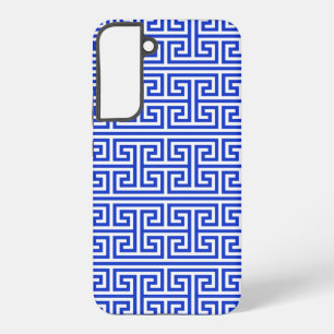 Coque Samsung Galaxy Grec Meander Carré clé H Motif bleu
