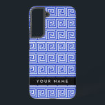 Coque Samsung Galaxy Grec Meander Key Blue, Votre Nom, Personnaliser<br><div class="desc">Elégante,  élégante et raffinée,  motif grecque dans les tons bleu et blanc. Un cadeau moderne et tendance,  parfait pour les amoureux de la Méditerranée dans votre vie. Personnalisez en ajoutant votre nom,  votre pseudonyme,  votre monogramme ou vos initiales.</div>
