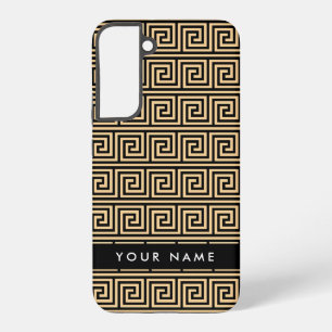Coque Samsung Galaxy Grec Meander Key Brown, Votre Nom, Personnaliser