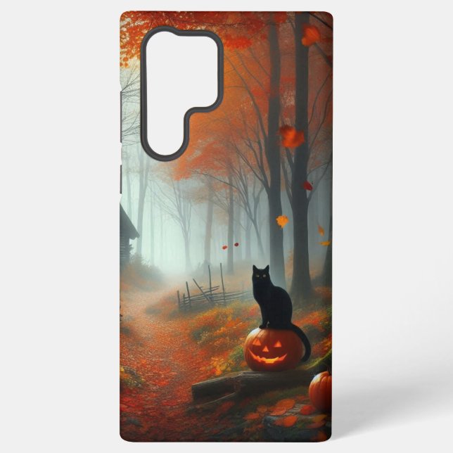 Coque Samsung Galaxy Halloween/Automne/Automne/citrouille/chat (Verso)
