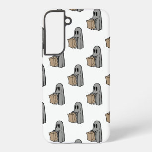 Coque Samsung Galaxy Halloween, Fantôme Gris Mignon, Friandise ou Farce