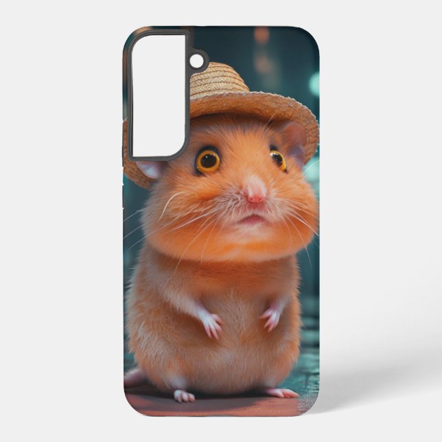 Coque Samsung Galaxy Hamster adorable en Casquette paille - Conception  (Verso)