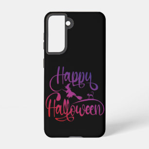 Coque Samsung Galaxy Happy Halloween dégradé volant sorcière chat