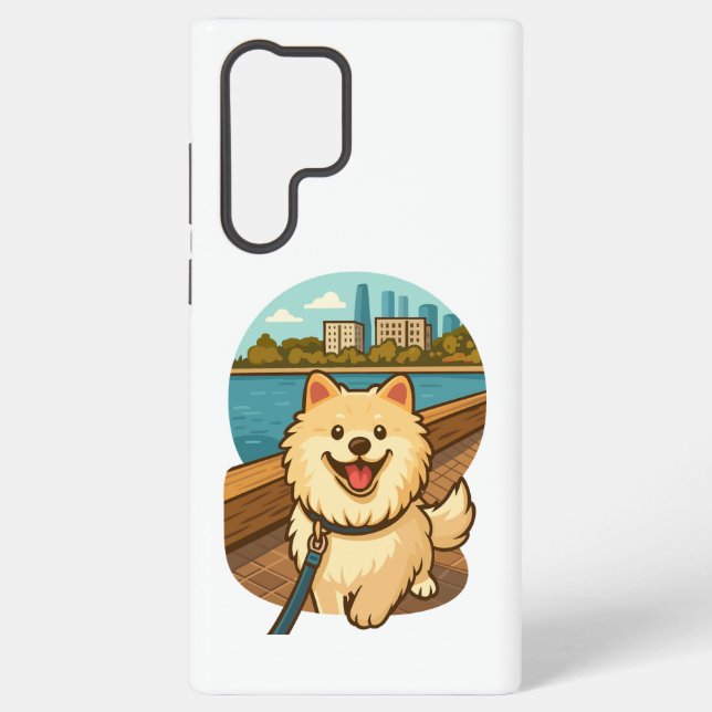 Coque Samsung Galaxy Happy Samoyed Walk by the City Waterfront (Verso)