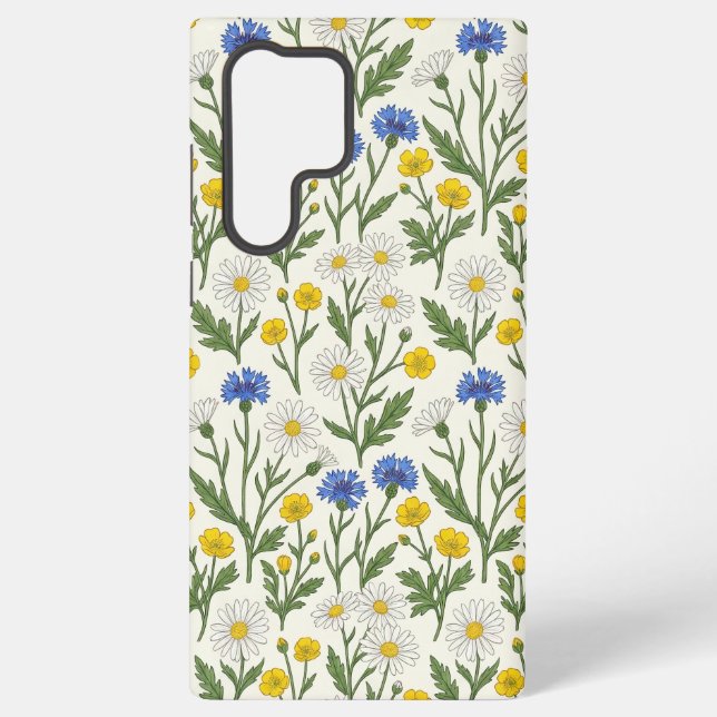 Coque Samsung Galaxy Harmonie de prairie fleurie – Marguerite et bleuet (Verso)