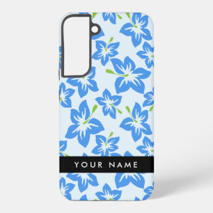 Coque Samsung Galaxy Hibiscus Bleu, Fleurs Bleues, Votre Nom