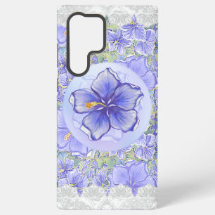 Coque Samsung Galaxy Hibiscus & dentelle BLEU