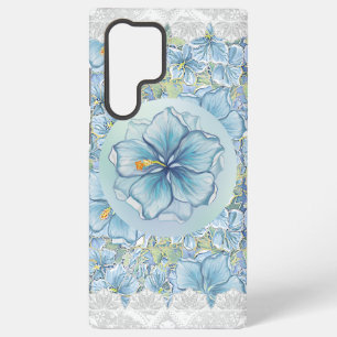 Coque Samsung Galaxy Hibiscus & dentelle TURQUOISE