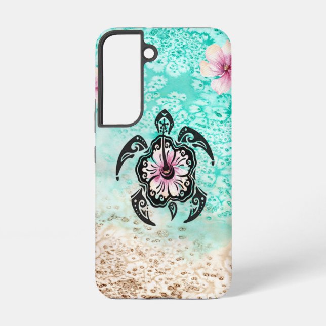 Coque Samsung Galaxy Hibiscus Turtle (Verso)