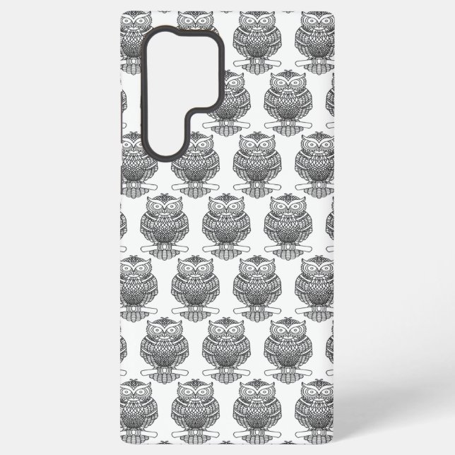 Coque Samsung Galaxy Hibou (blanc) - Étui Samsung (Verso)