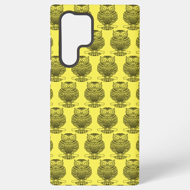 Coque Samsung Galaxy Hibou (jaune) - Étui Samsung (Verso)