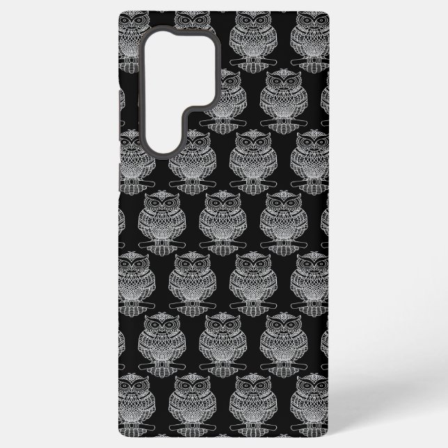 Coque Samsung Galaxy Hibou (noir) - Étui Samsung (Verso)