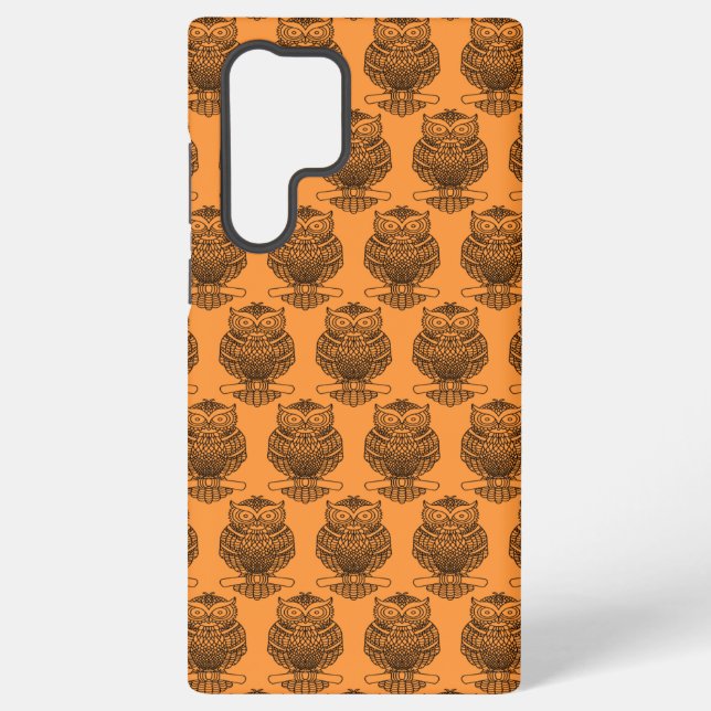 Coque Samsung Galaxy Hibou (orange) - Étui Samsung (Verso)