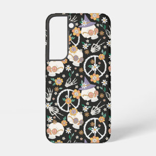 Coque Samsung Galaxy Hippie Halloween Skulls et Fleurs Motif