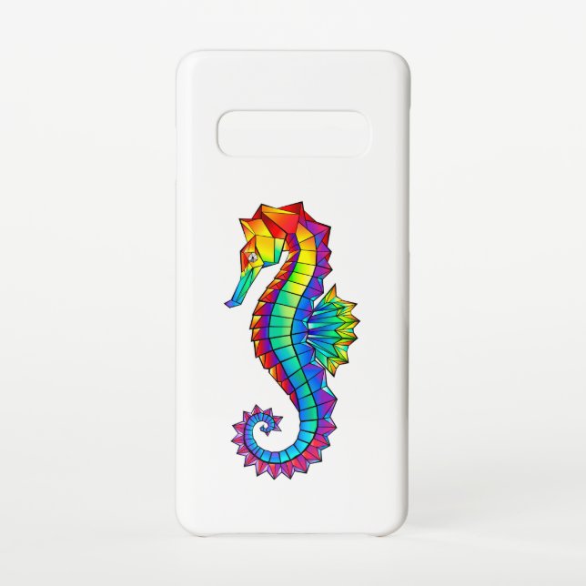 Coque Samsung Galaxy Hippocampe polygonal arc-en-ciel (Dos)