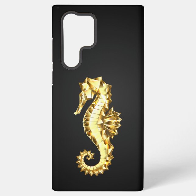Coque Samsung Galaxy Hippocampe Polygonal Or (Verso)