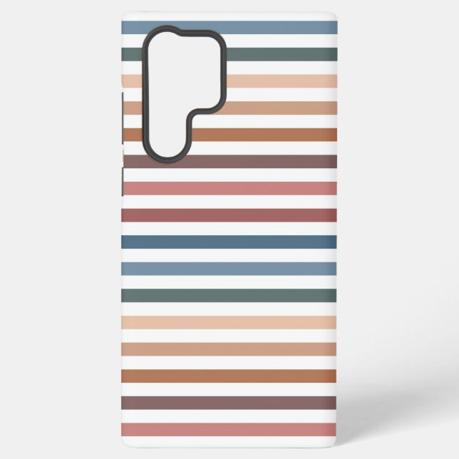 Coque Samsung Galaxy Horizontal Terracotta and Teal Stripes (Verso)