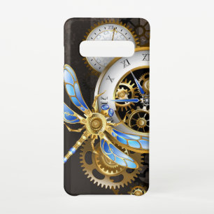 Coque Samsung Galaxy S10 Horloge à vapeur avec libellule mécanique