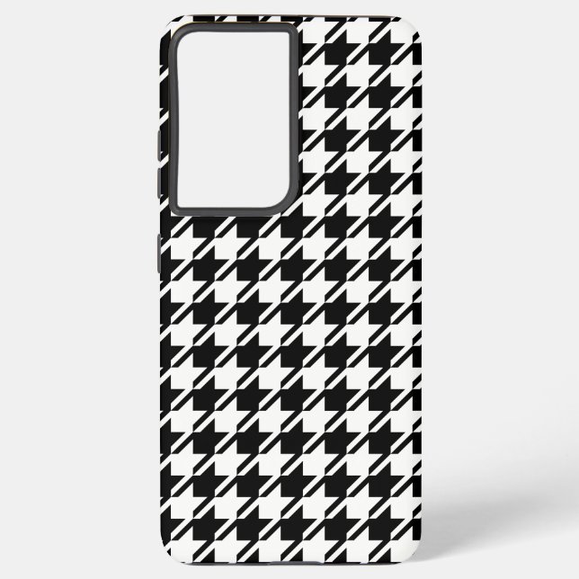 Coque Samsung Galaxy Houndstooth BW Rpt Motif (Verso)