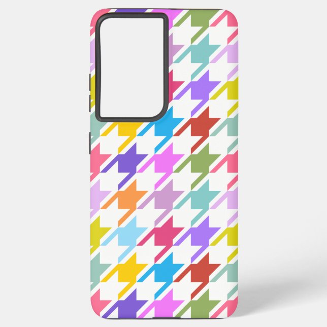 Coque Samsung Galaxy Houndstooth Multicolor+White Big Motif (Verso)