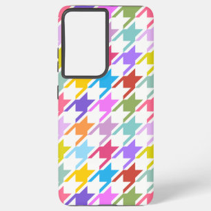 Coque Samsung Galaxy Houndstooth Multicolor+White Big Motif