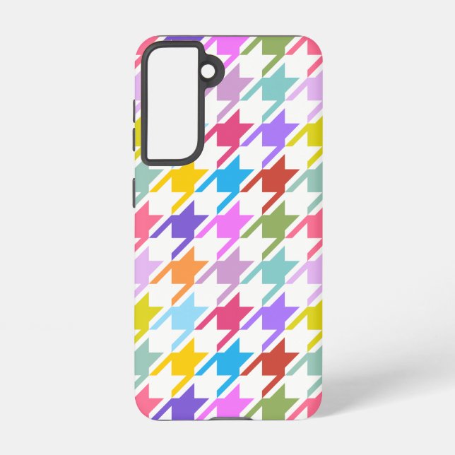 Coque Samsung Galaxy Houndstooth Multicolor+White Big Motif (Verso)