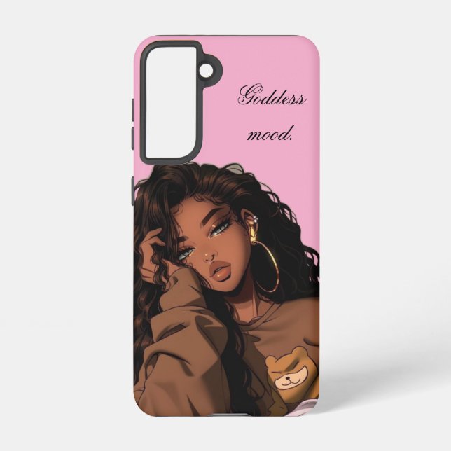 Coque Samsung Galaxy Humeur de déesse Fille à mélanine Rose  (Verso)