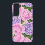 Coque Samsung Galaxy Hydrangea et motif de pivoine<br><div class="desc">Motif de pivoines et de fleurs d'hydrangée peintes d'aquarelles</div>
