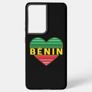 Coque Samsung Galaxy I Love Bénin, Drapeau Beninais Couleurs Coeur