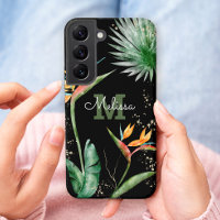 Ile tropicale Monogramme Floral Script Or Noir
