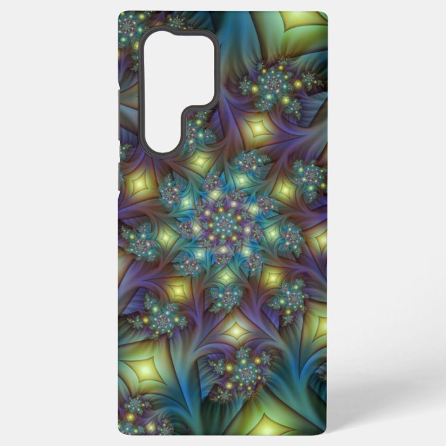 Coque Samsung Galaxy Illuminé Abstrait brillant Turquoise violet Fracta (Verso)