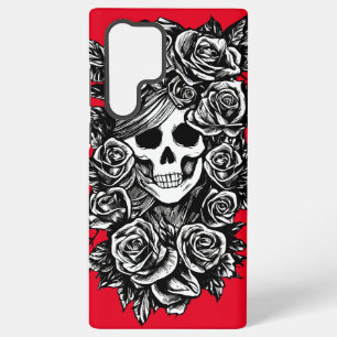 Coque Samsung Galaxy illustration de femme crâne fleurs de rose jour de