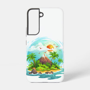 Coque Samsung Galaxy Illustration d'île tropicale avec vue sur l'océan