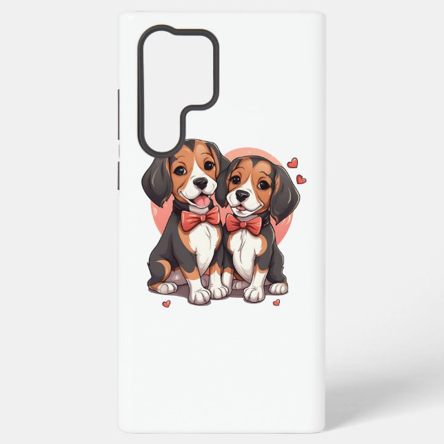 Coque Samsung Galaxy Illustration romantique de l'amour du Beagle chiot (Verso)