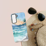 Coque Samsung Galaxy Image de plage AI Watercolor<br><div class="desc">Aquarelle AI Beach Photo Samsung Galaxy S21 Coque</div>
