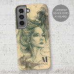 Coque Samsung Galaxy Imaginaire Femme Oiseau Crâne Ailes Surreal Art No<br><div class="desc">Ce design de cas de téléphone artistique a été créé à l'aide de mon oeuvre originale "Vies passées / Futurs vols" - dessin d'un portrait de femme avec crâne d'oiseau et ailes dans ses cheveux. Un cadeau élégant et cool pour les rêveurs et pour tous ceux qui aiment l'art surréaliste,...</div>