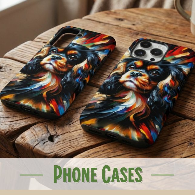 Coque Samsung Galaxy Impression acrylique de chien Cavalier King Charle (Bold Black & Tan Cavalier Spaniel Art - iPhone/Samsung)