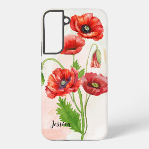 Coque Samsung Galaxy Impression de coquelicots à l'aquarelle personnali