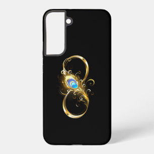 Coque Samsung Galaxy Infini avec plume de paon dorée