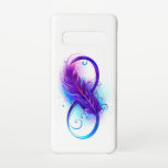 Coque Samsung Galaxy S10 Infinity with Purple Feather<br><div class="desc">Infinity symbol with a beautiful feather painted in purple and blue bright colors on white background.</div>