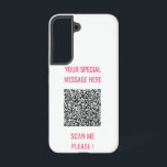 Coque Samsung Galaxy Informations QR personnalisées Votre texte spécial<br><div class="desc">Choisissez Couleurs et Police - Votre code QR spécial Info et texte personnalisé Cadeau moderne personnalisé - Ajouter votre code QR - Image ou logo - photo / Texte - Nom ou autre information / message - Redimensionner et déplacer ou ajouter des éléments - Image / Texte avec outil de...</div>