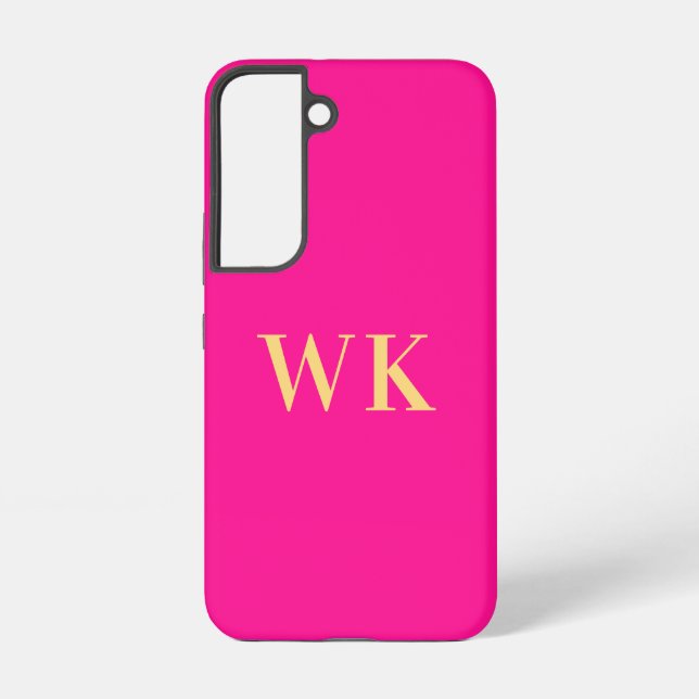 Coque Samsung Galaxy Initiales Monogramme Modernes Rose Chaud (Verso)