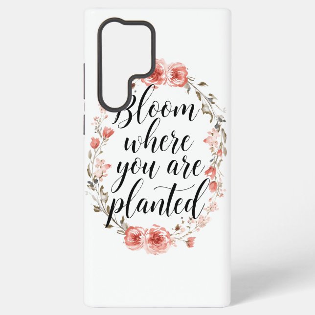 Coque Samsung Galaxy Inspirational Growth Quote with Pink Flowers (Verso)