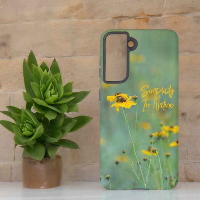 Coque Samsung Galaxy Inspirationnel Isolé Fleurs sauvages Jaunes (Phone case back with custom text)
