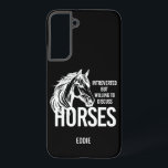 Coque Samsung Galaxy Introverted mais disposé à discuter de chevaux drô<br><div class="desc">Introverted,  mais disposé à discuter de chevaux drôle conception de cheval en noir et blanc avec vectoriel graphique cheval. Disponible en noir pour les arrière - plans légers également.</div>