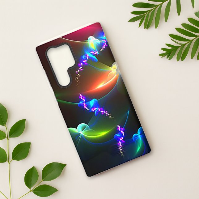 Coque Samsung Galaxy Iridescente Neon Fractal Wing Art (Créateur téléchargé)