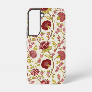 Coque Samsung Galaxy Jacobean Floral Grand Motif Reds Pinks Gold Creme