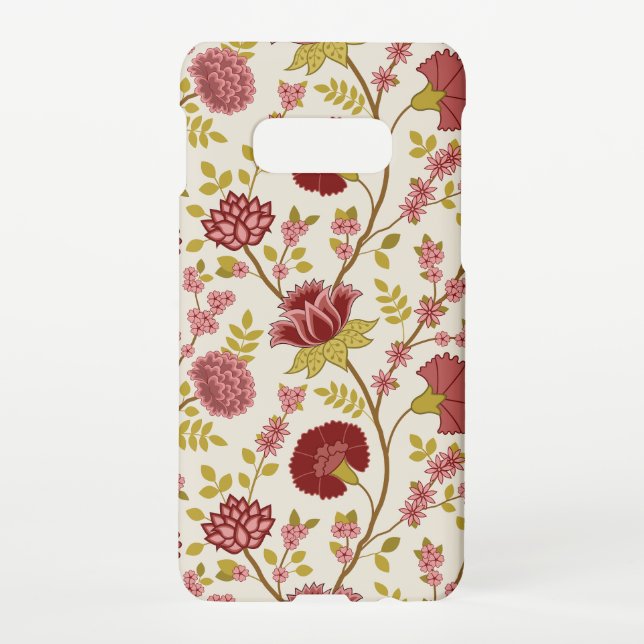 Coque Samsung Galaxy Jacobean Floral Grand Motif Reds Pinks Gold Creme (Dos)